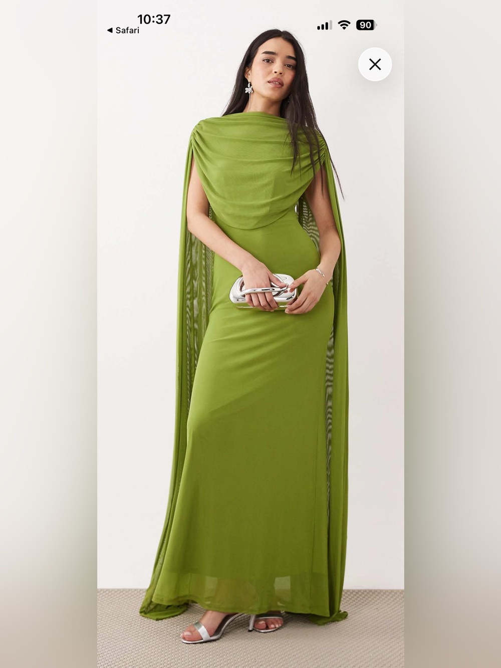 ASOS Olive Green Cape-Back Maxi Dress